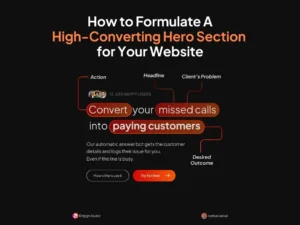 Guide on creating a high-converting hero section for websites with emphasis on action, headline, client's problem, and desired outcome.