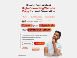 Infographic on converting missed calls into customers using effective website copy.